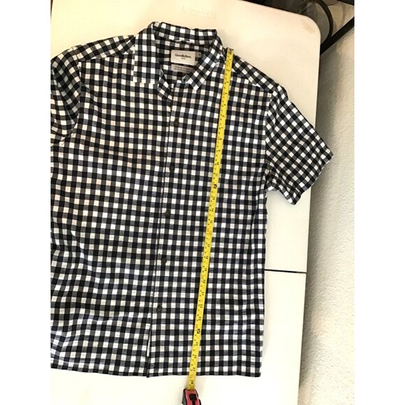 GOODIELLOW- MENS NAVY /WHITE SHORT SLEEVE COTTON BUTTON DOWN SHIRT SIZE MEDIUM - Picture 6 of 7